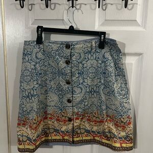 Lands' End Red and Blue A-Line Mini Skirt Casual